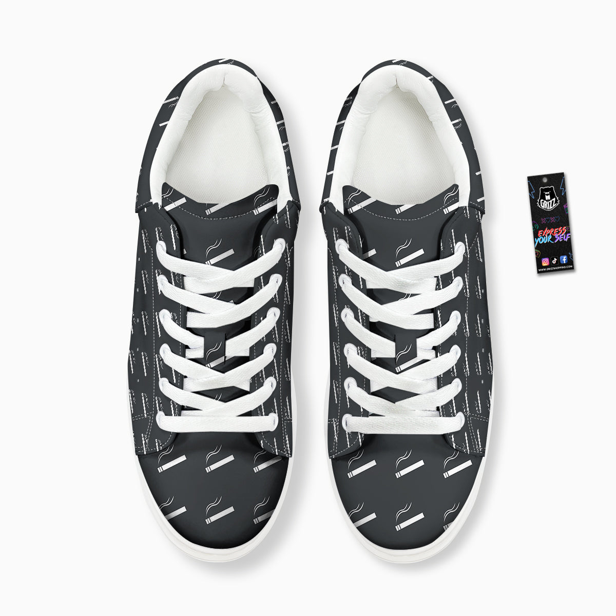 Cigarette Print Pattern Platform Shoes-grizzshop