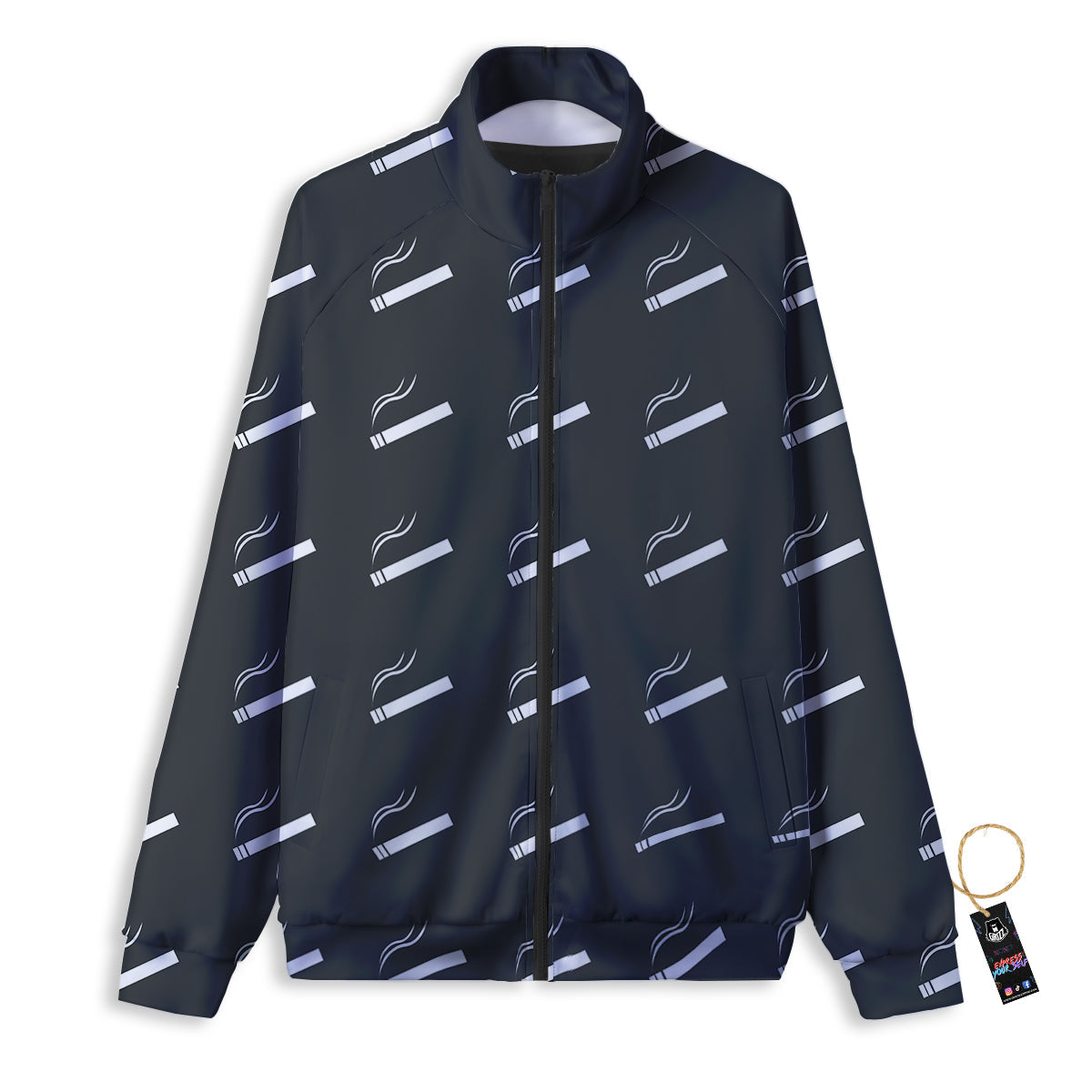 Cigarette Print Pattern Track Jacket-grizzshop