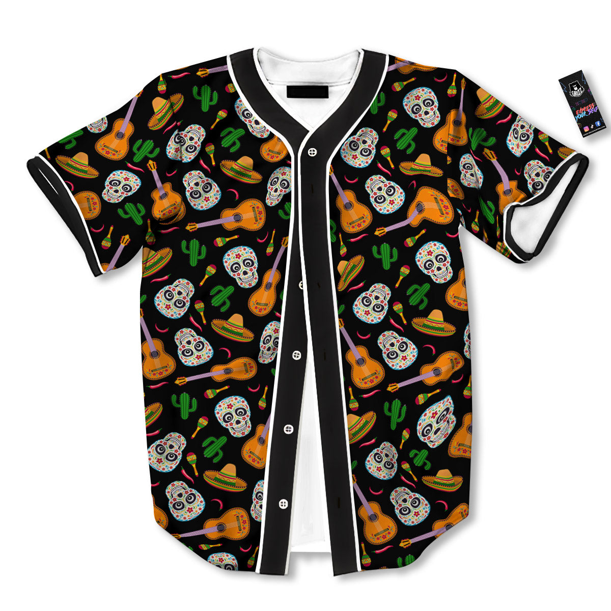 Cinco de Mayo Cartoon Print Pattern Baseball Jersey-grizzshop