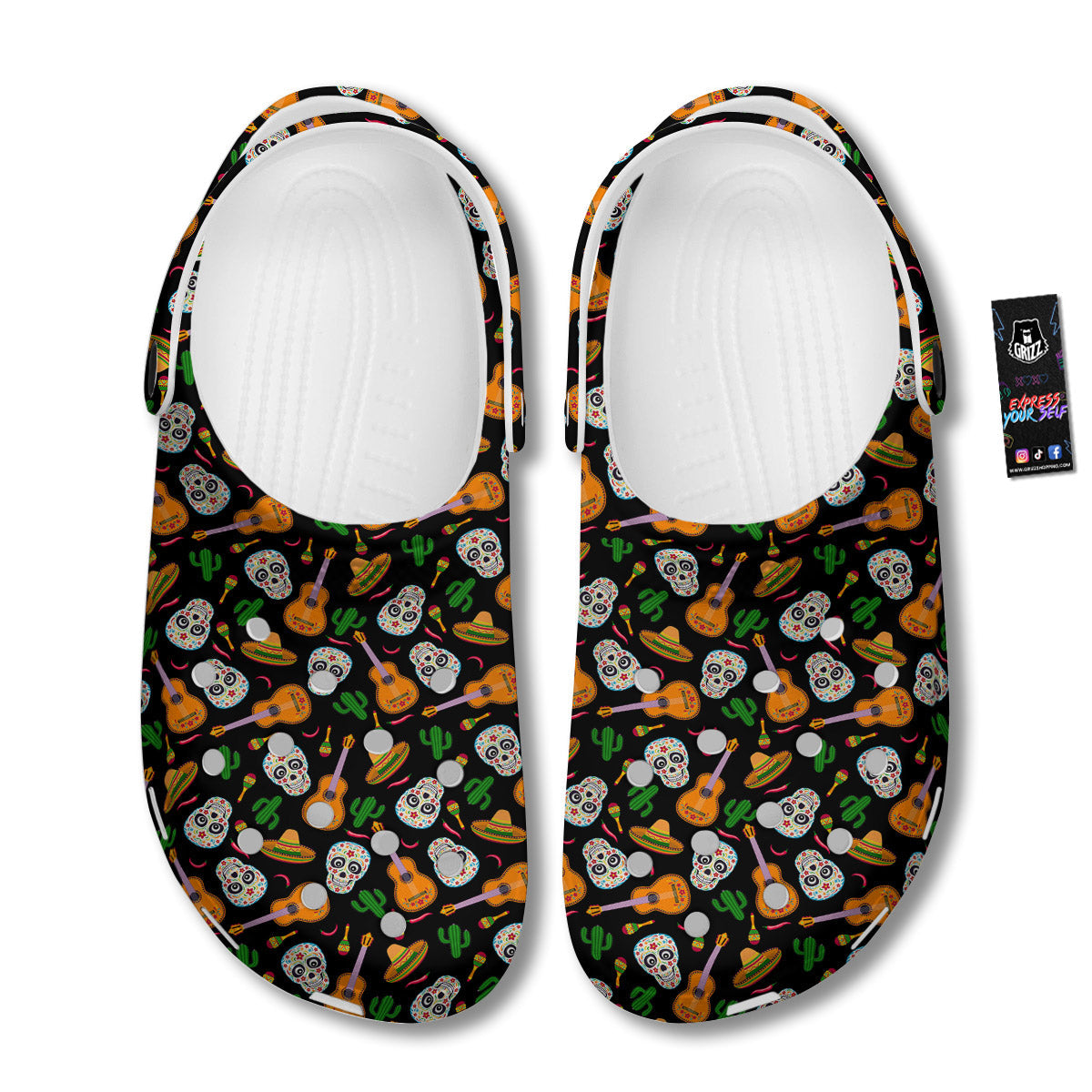 Cinco de Mayo Cartoon Print Pattern Clog-grizzshop