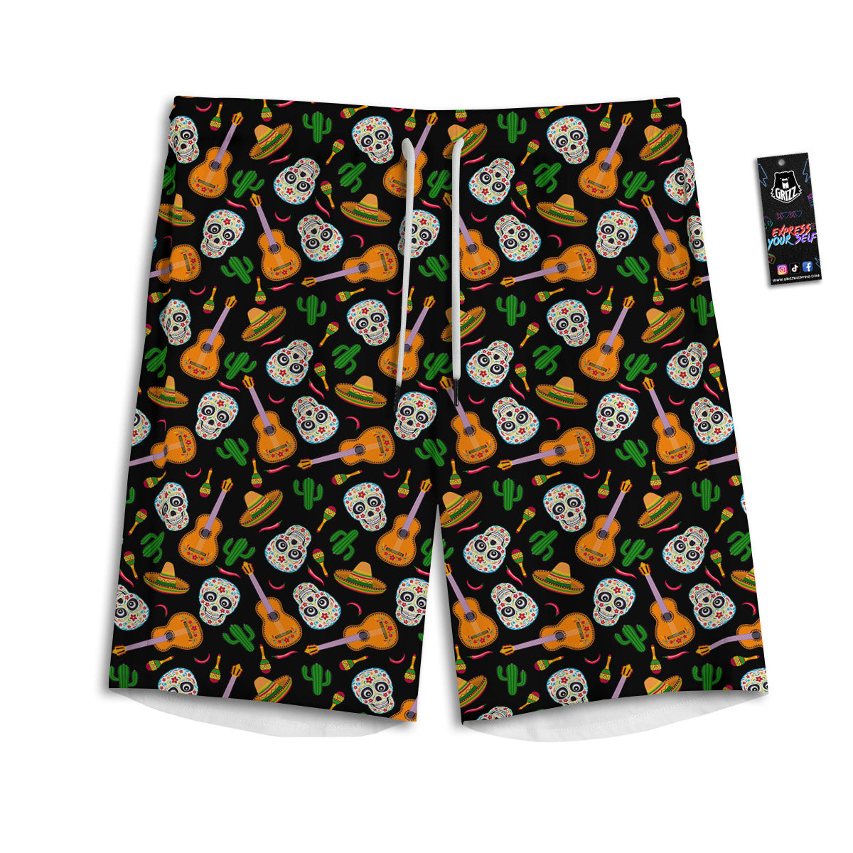 Cinco de Mayo Cartoon Print Pattern Men's Athletic Shorts