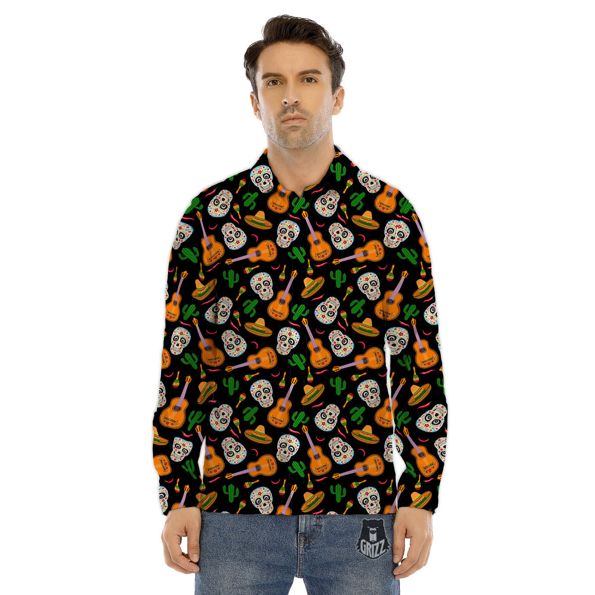 Cinco de Mayo Cartoon Print Pattern Men's Dress Shirts-grizzshop