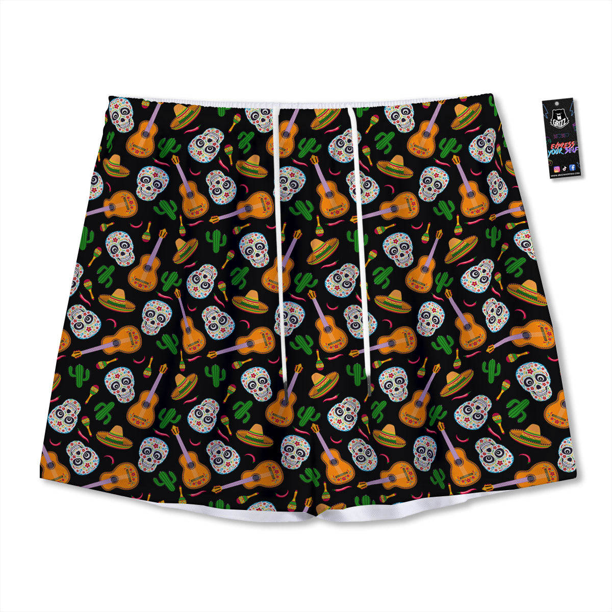 Diamond Print Pattern Mesh Shorts