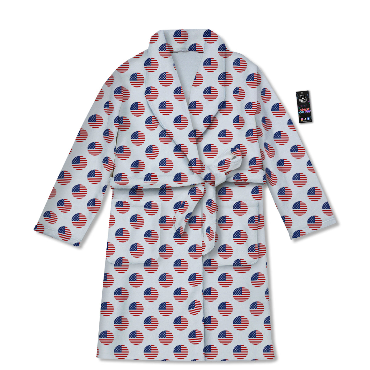 Circle Flag American Print Pattern Bathrobe-grizzshop