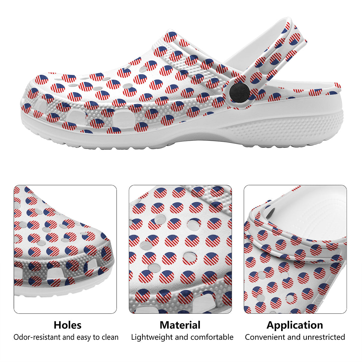 Circle Flag American Print Pattern Clog-grizzshop