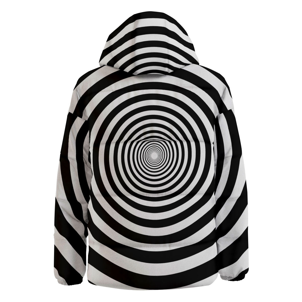 Circle Illusion White And Black Print Down Jacket-grizzshop