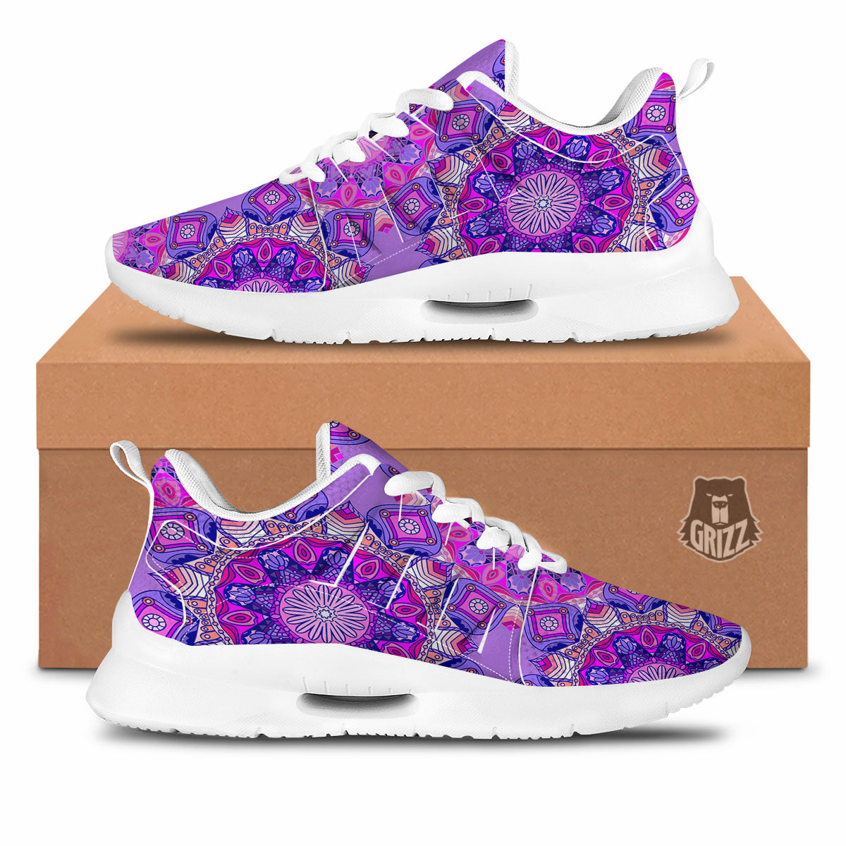 Circle Mandala Purple Print Tennis Shoes-grizzshop