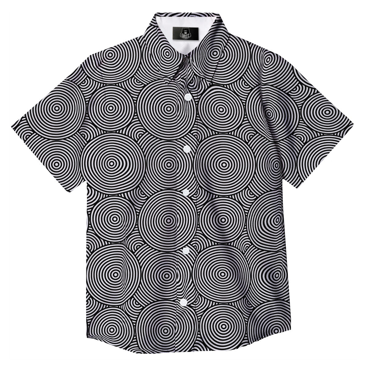 Circle Psychedelic Print Pattern Button Up Shirt-grizzshop