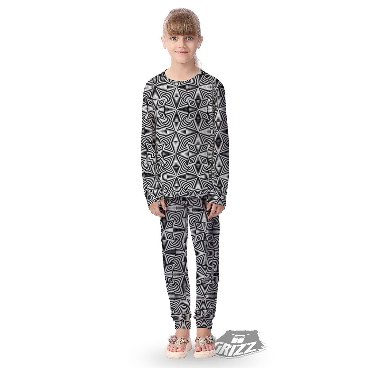 Circle Psychedelic Print Pattern Kid's Pajamas-grizzshop