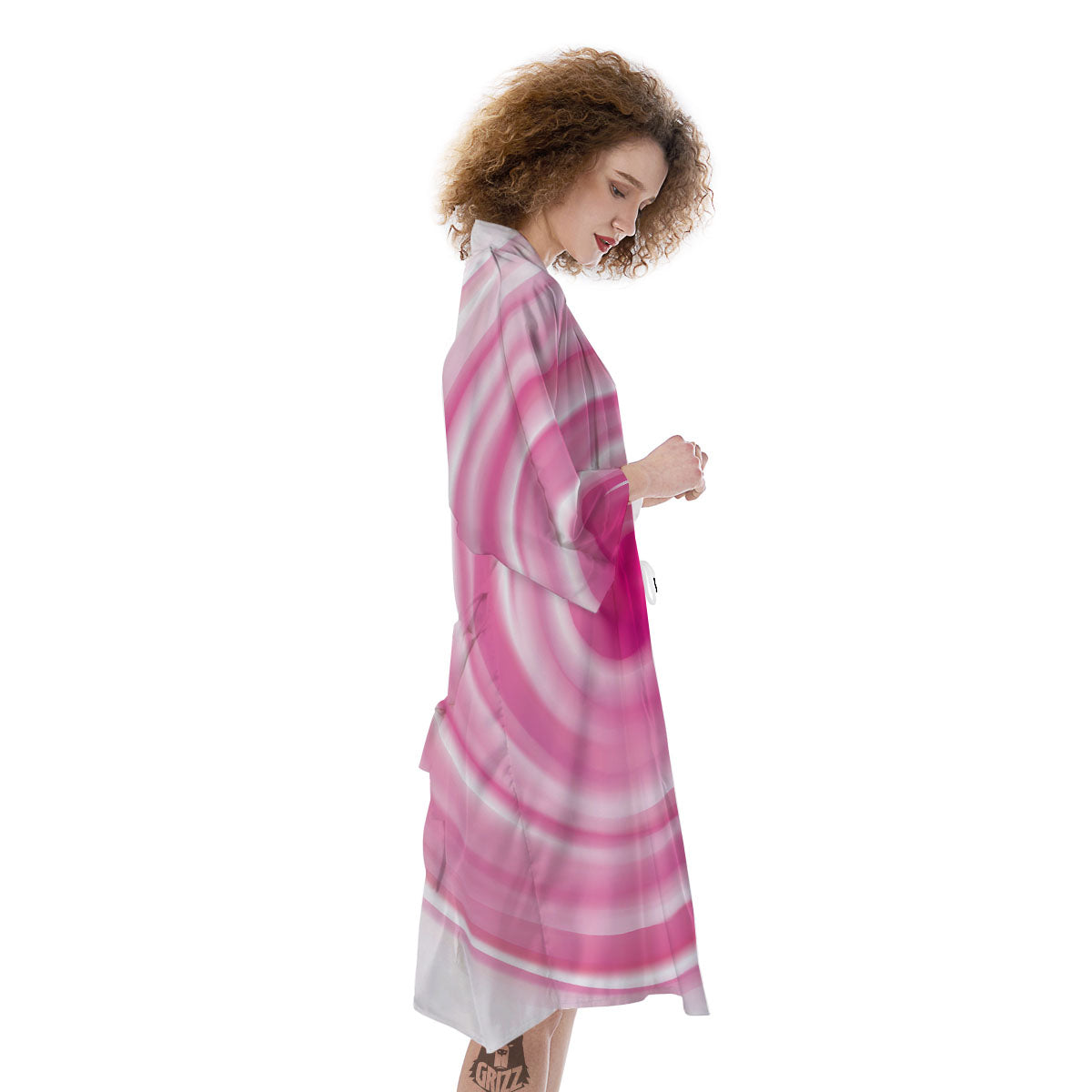 Circle Swirl Pink Print Kimono-grizzshop