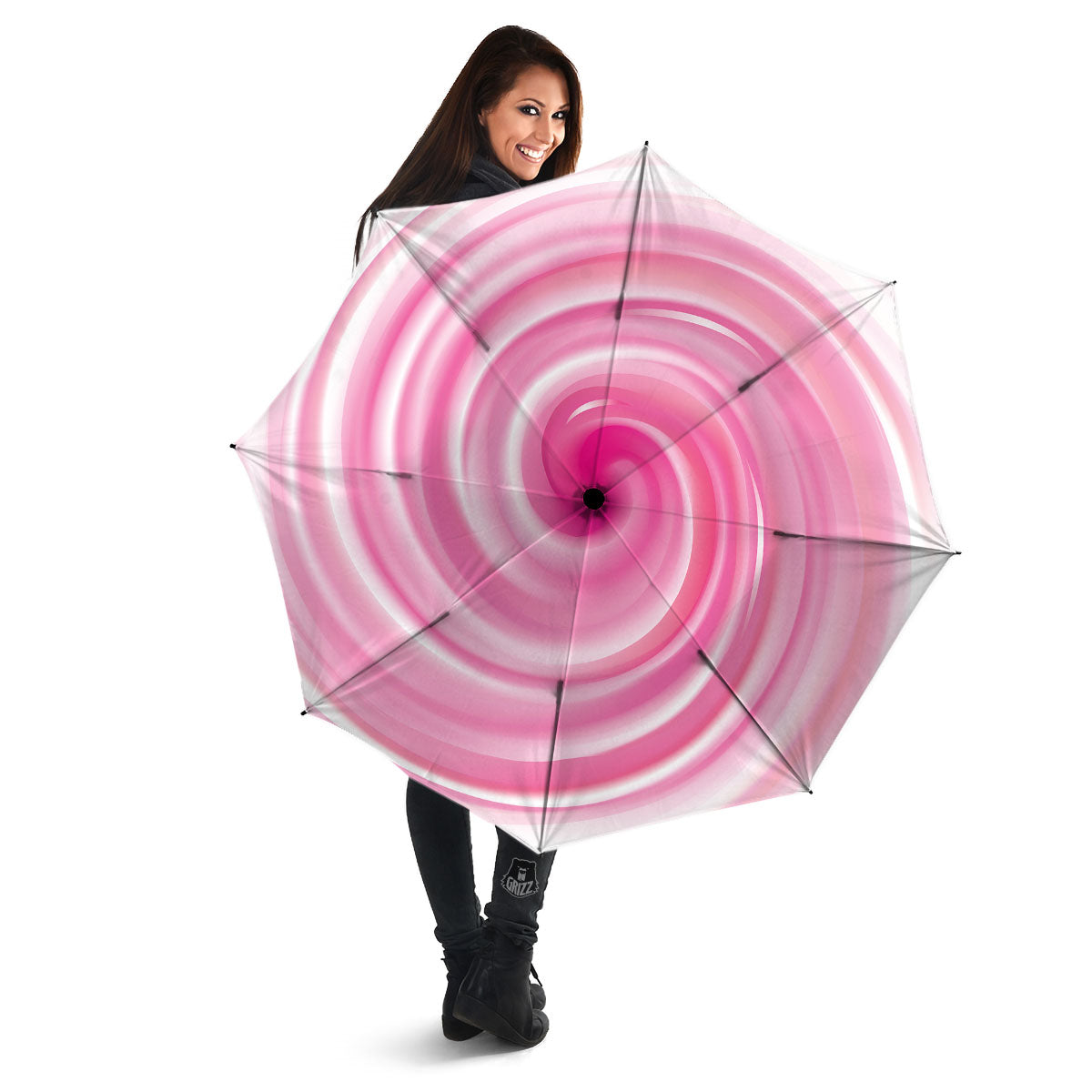 Circle Swirl Pink Print Umbrella-grizzshop