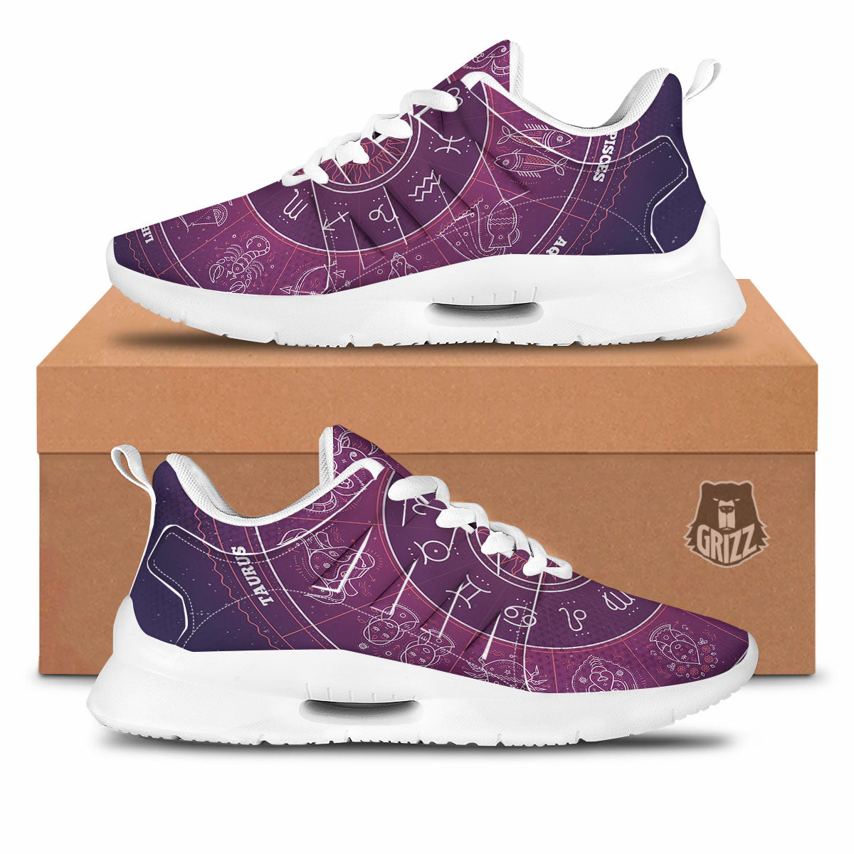 Circle Zodiac Symbols Print Tennis Shoes-grizzshop