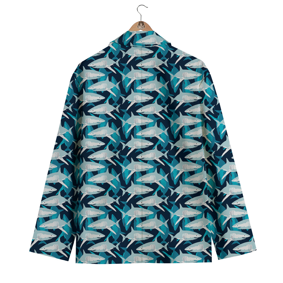 Circling Shark Pattern Print Men's Blazer-grizzshop