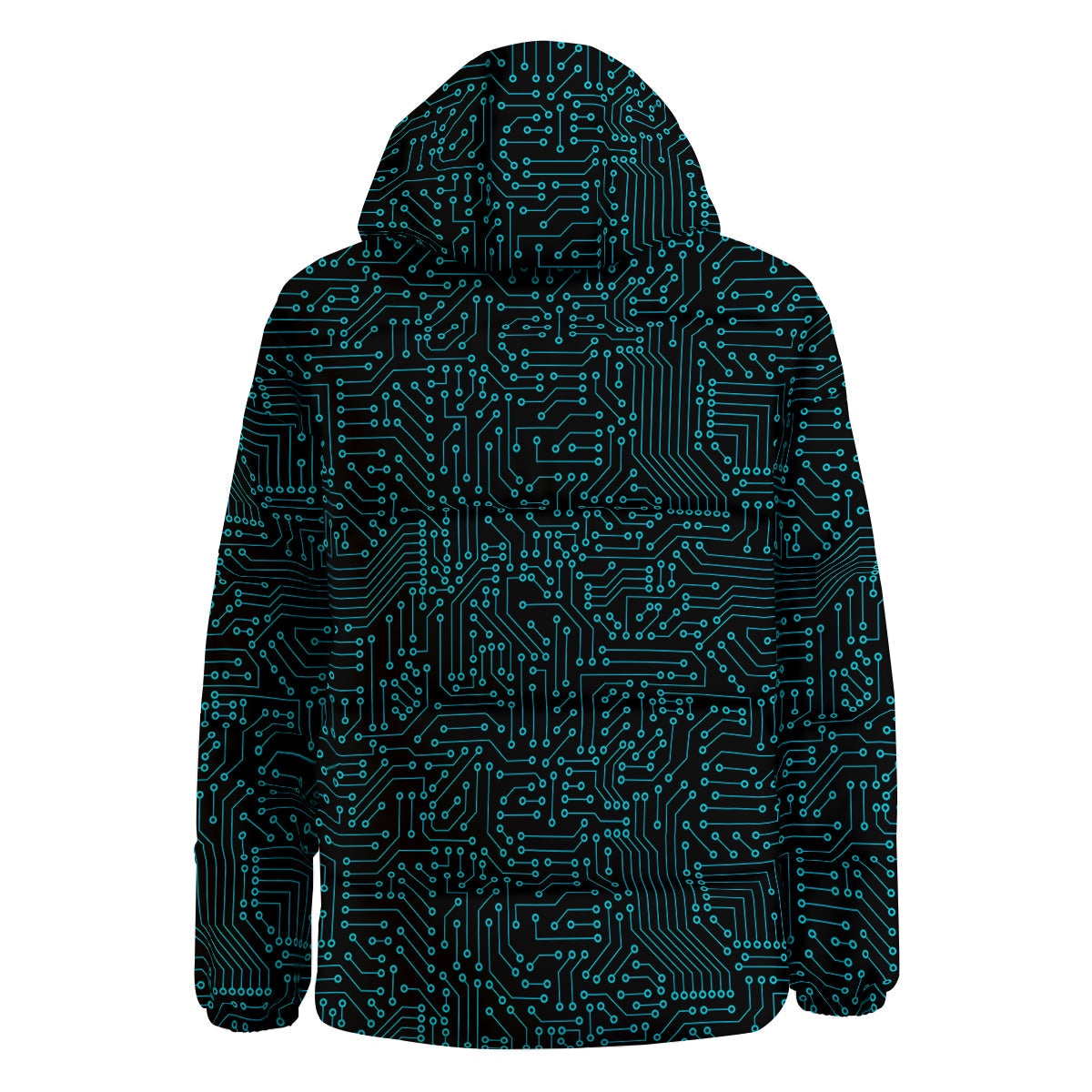 Circuit Black Blue Print Pattern Down Jacket-grizzshop