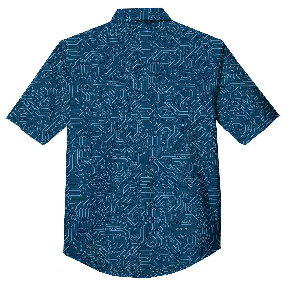 Circuit Blue Print Pattern Button Up Shirt-grizzshop