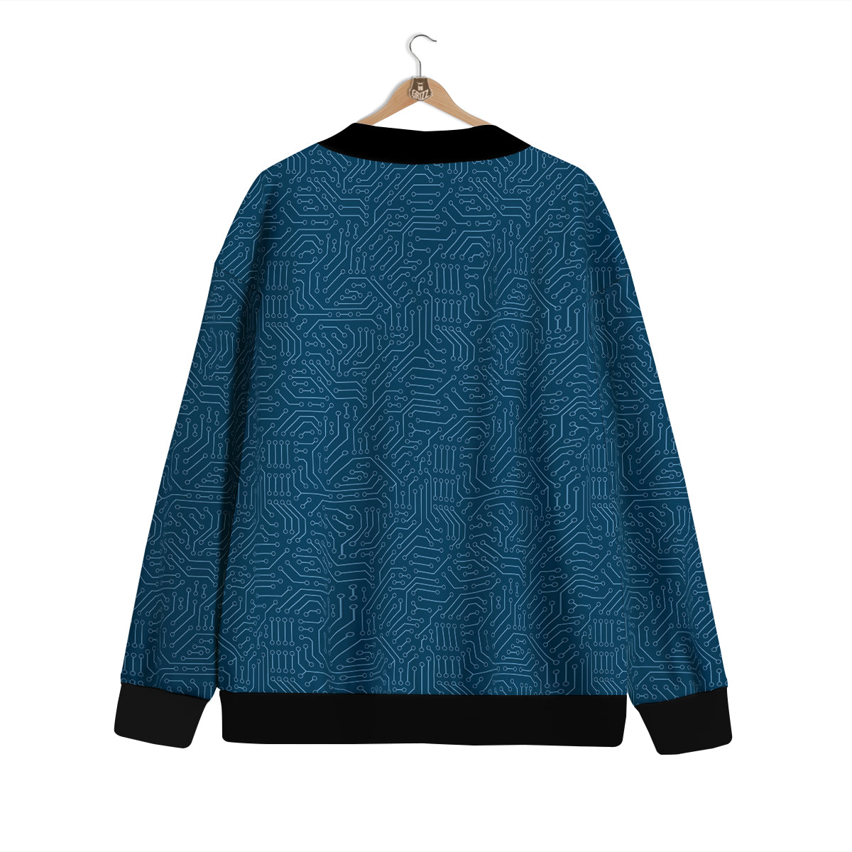 Circuit Blue Print Pattern Cardigan-grizzshop