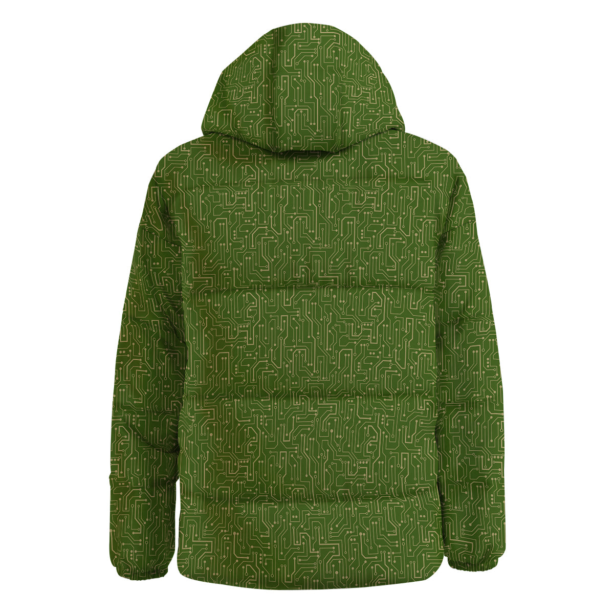 Circuit Green Print Pattern Down Jacket-grizzshop