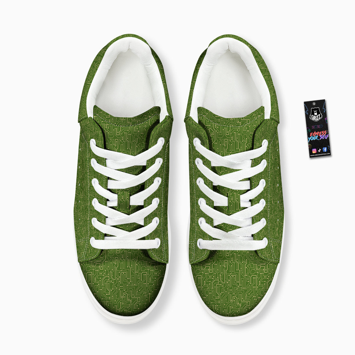 Circuit Green Print Pattern Platform Shoes-grizzshop