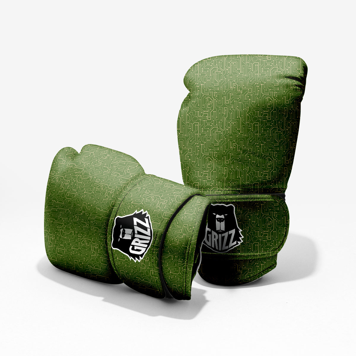 Circuit Green Print Pattern Sparring Gloves-grizzshop