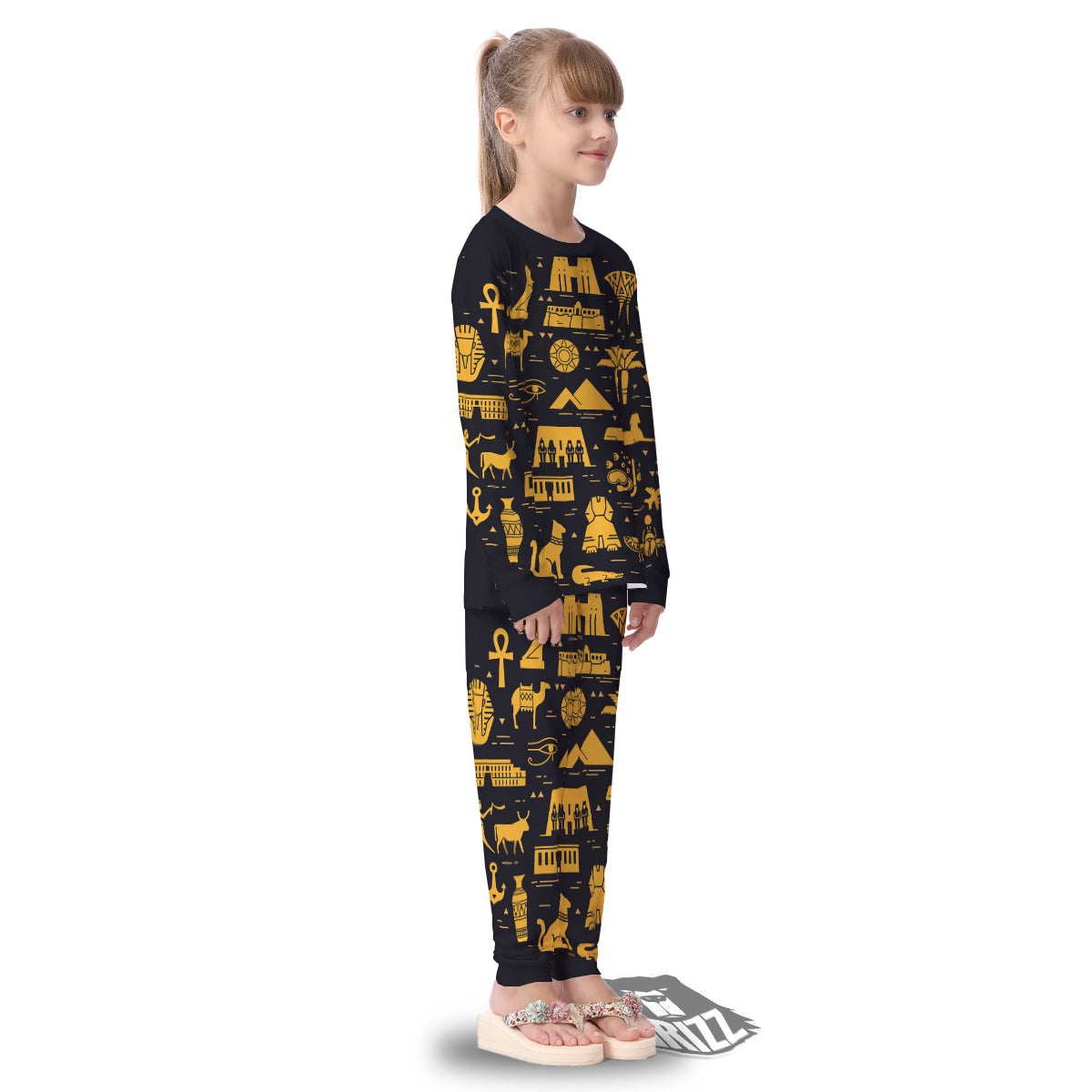 Circular Symbols Of Egypt Print Kid's Pajamas-grizzshop