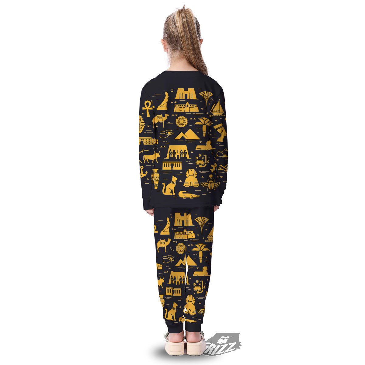 Circular Symbols Of Egypt Print Kid's Pajamas-grizzshop
