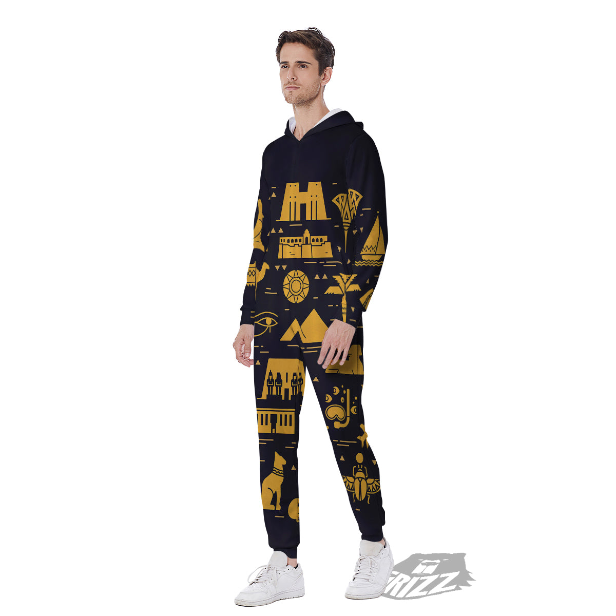 Circular Symbols Of Egypt Print Men's Jumpsuit-grizzshop