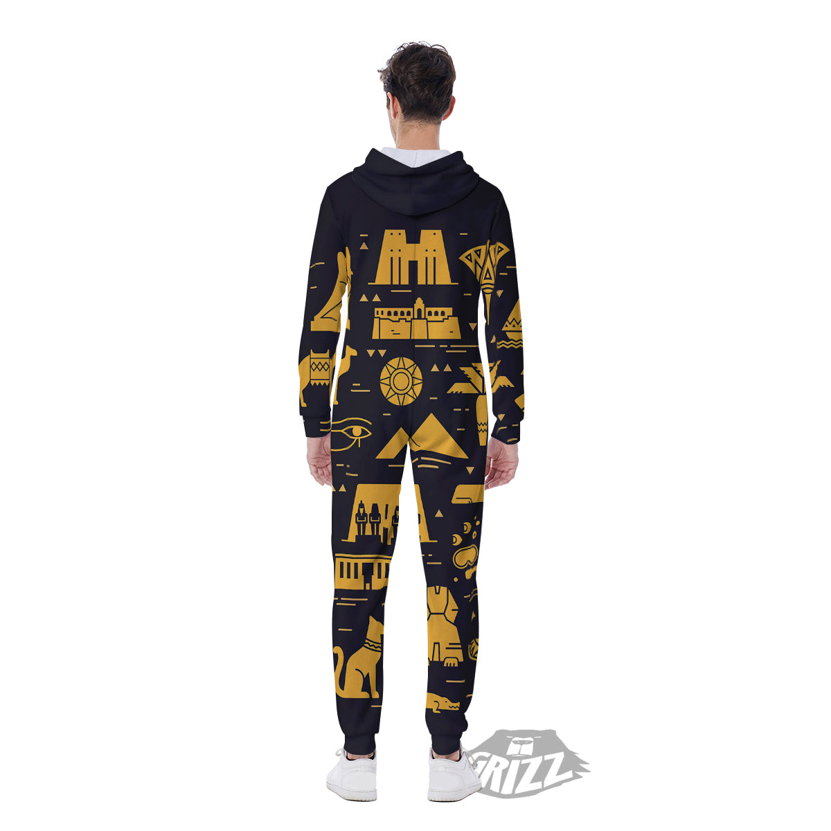 Circular Symbols Of Egypt Print Men's Jumpsuit-grizzshop