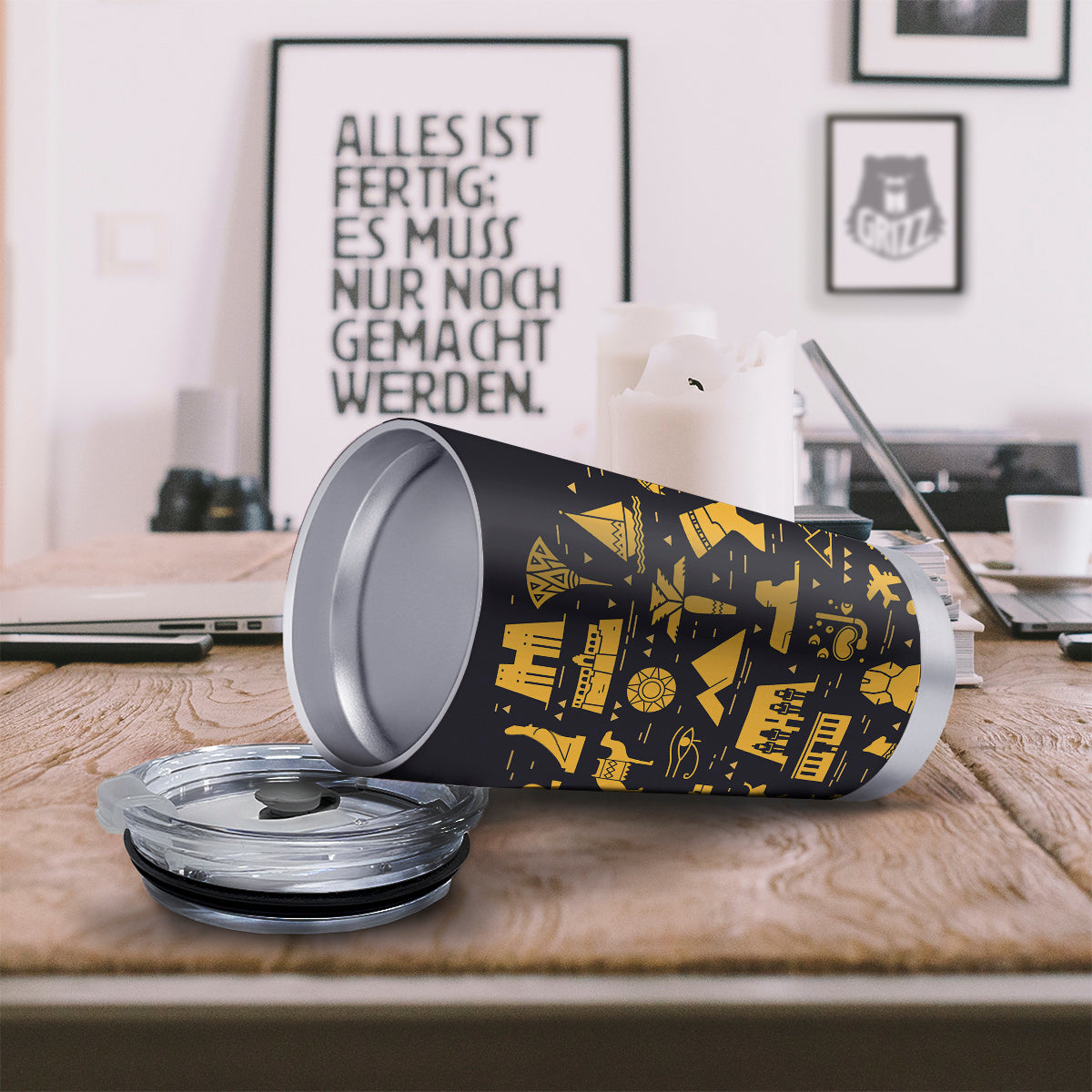Circular Symbols Of Egypt Print Tumbler-grizzshop