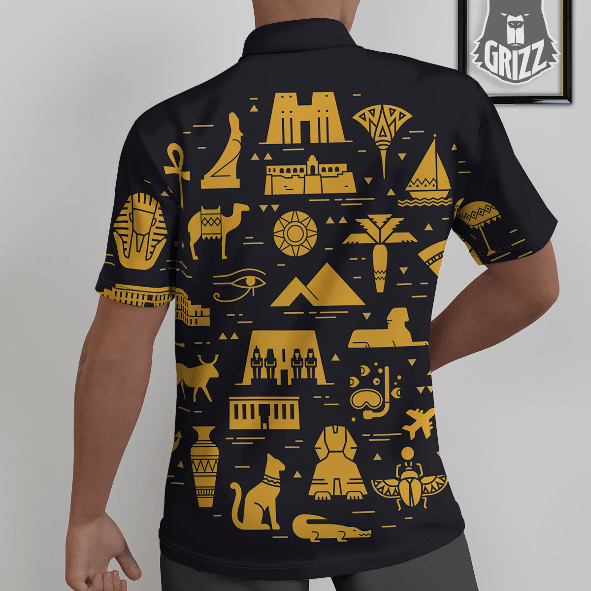 Circular Symbols Of Egypt Print Untucked Shirts-grizzshop
