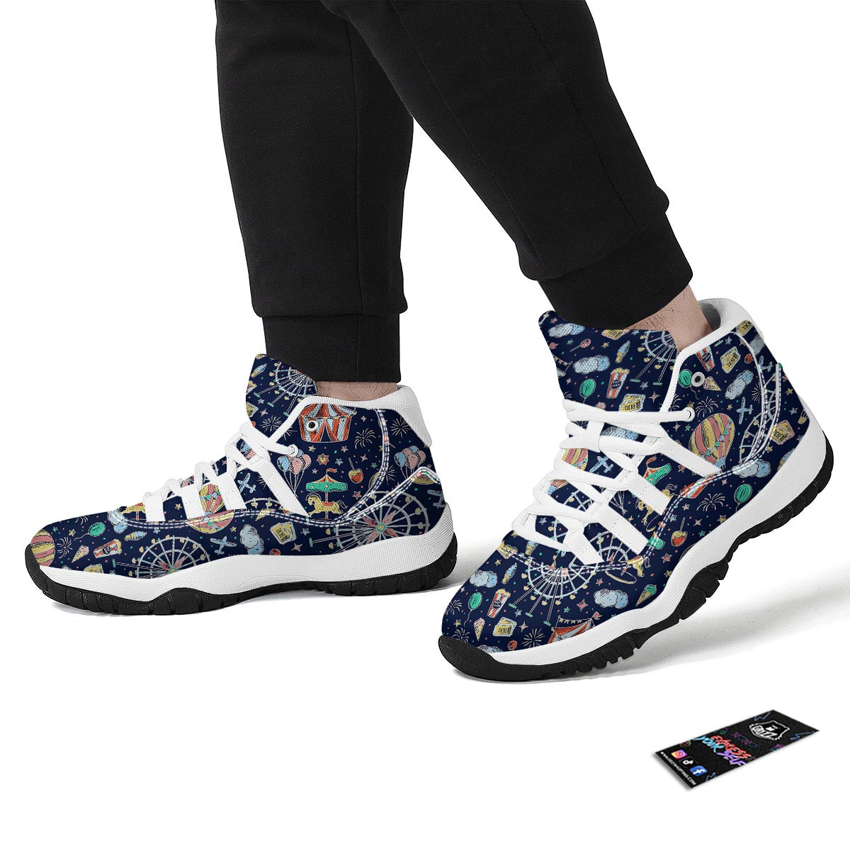 Circus Dream Pattern Print White Bball Shoes-grizzshop