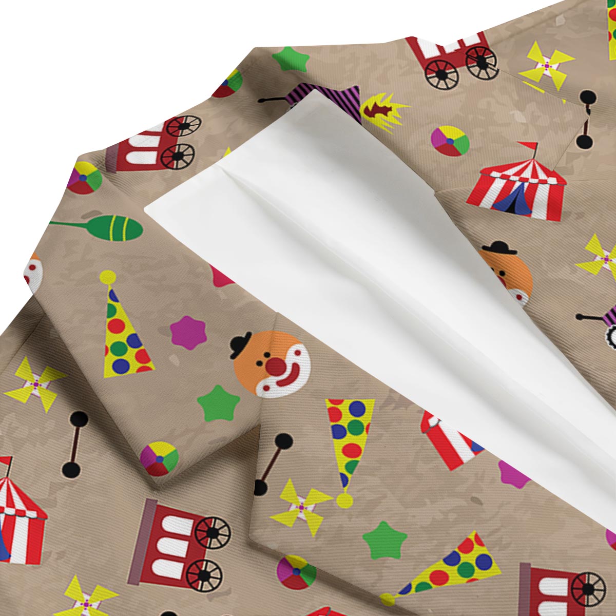 Circus Pattern Print Men's Blazer-grizzshop