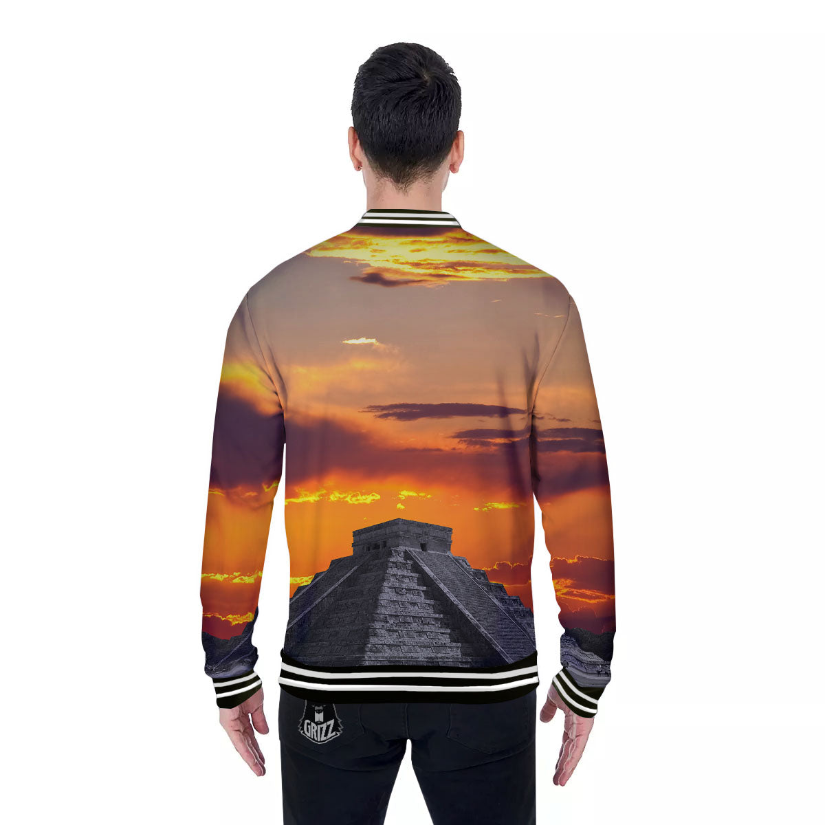 Civilization Mayan Print Baseball Jacket-grizzshop