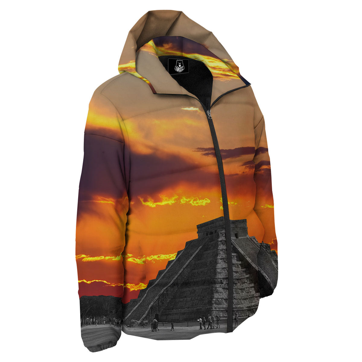Civilization Mayan Print Down Jacket-grizzshop