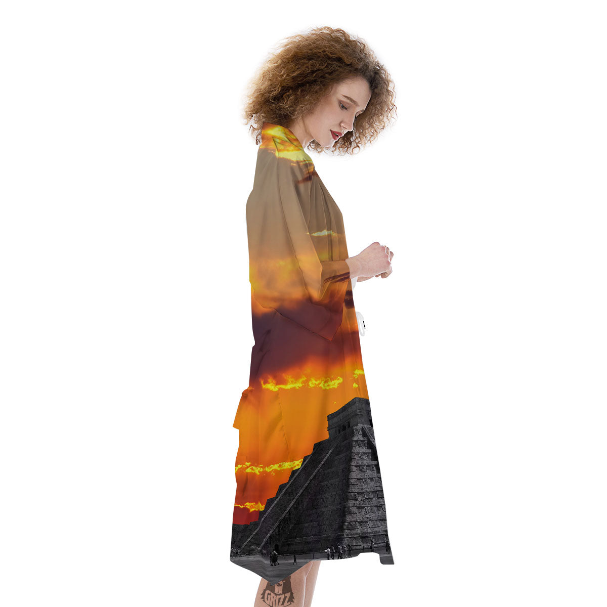 Civilization Mayan Print Kimono-grizzshop