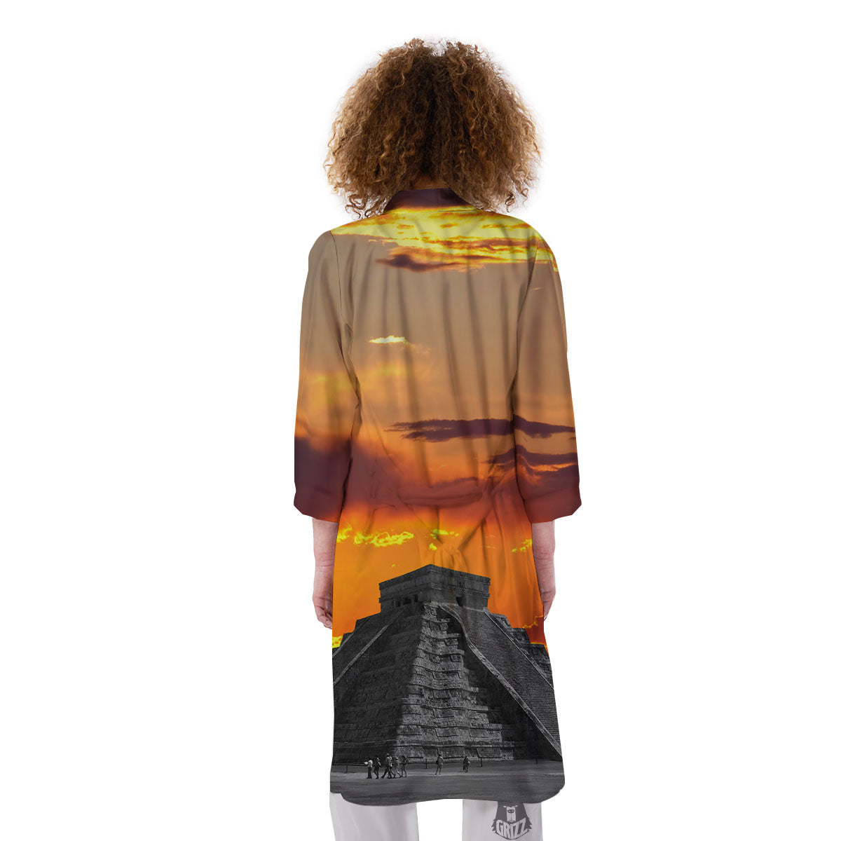 Civilization Mayan Print Kimono-grizzshop
