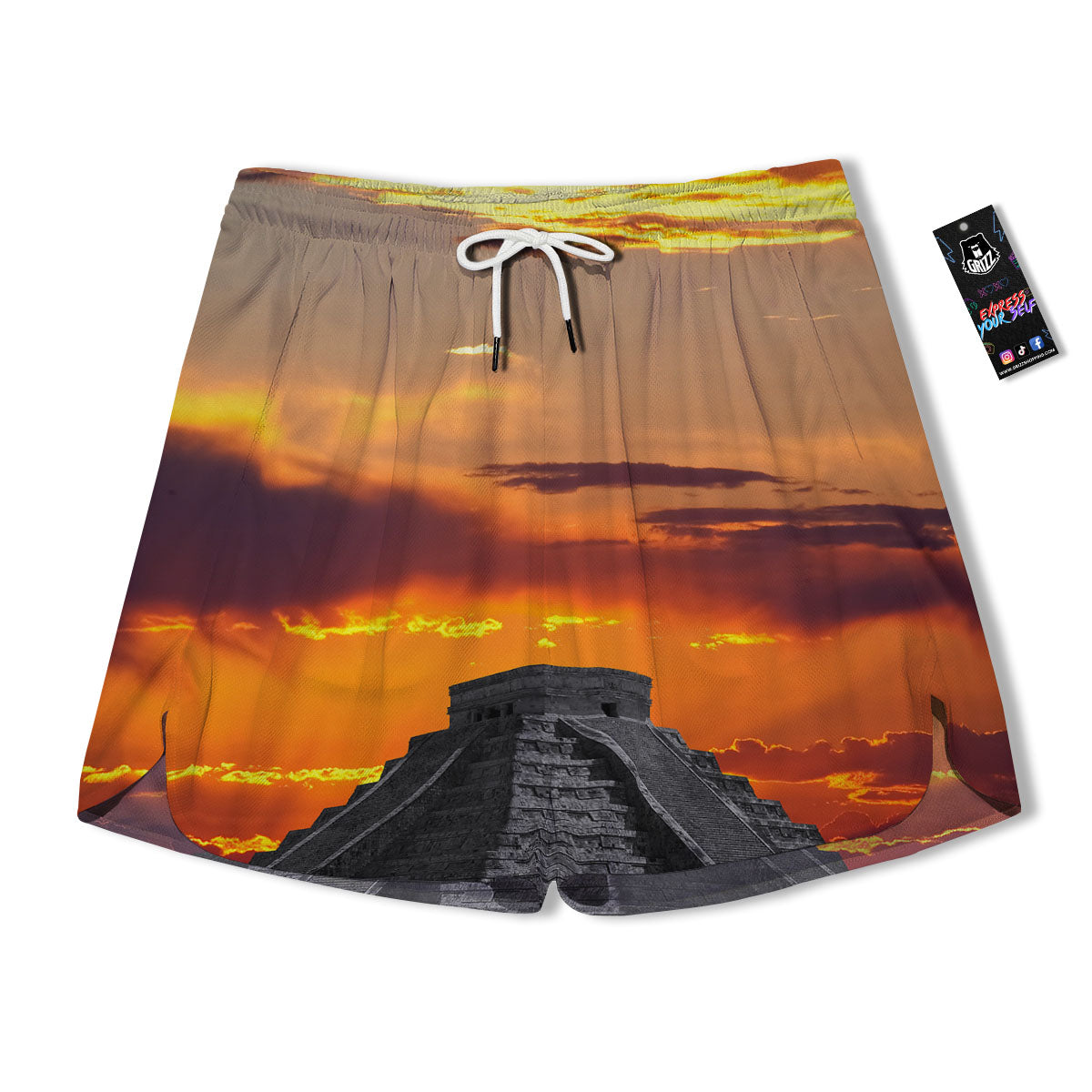 Civilization Mayan Print Men's Running Shorts-grizzshop
