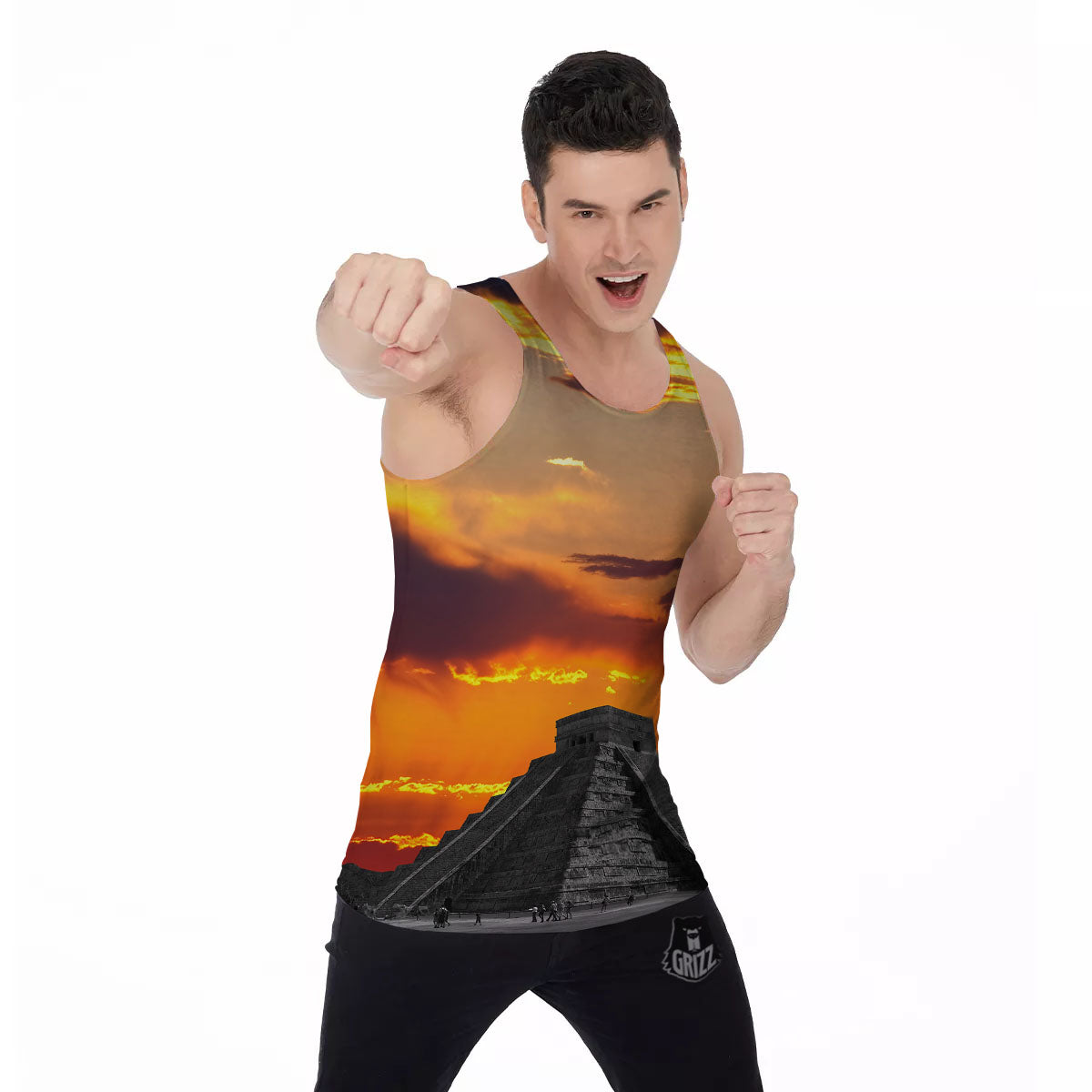 Civilization Mayan Print Men's Tank Top-grizzshop