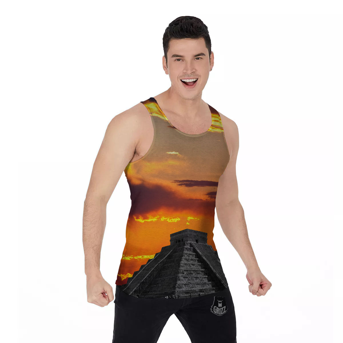 Civilization Mayan Print Men's Tank Top-grizzshop