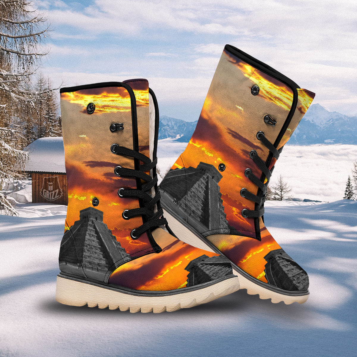 Civilization Mayan Print Snow Boots-grizzshop