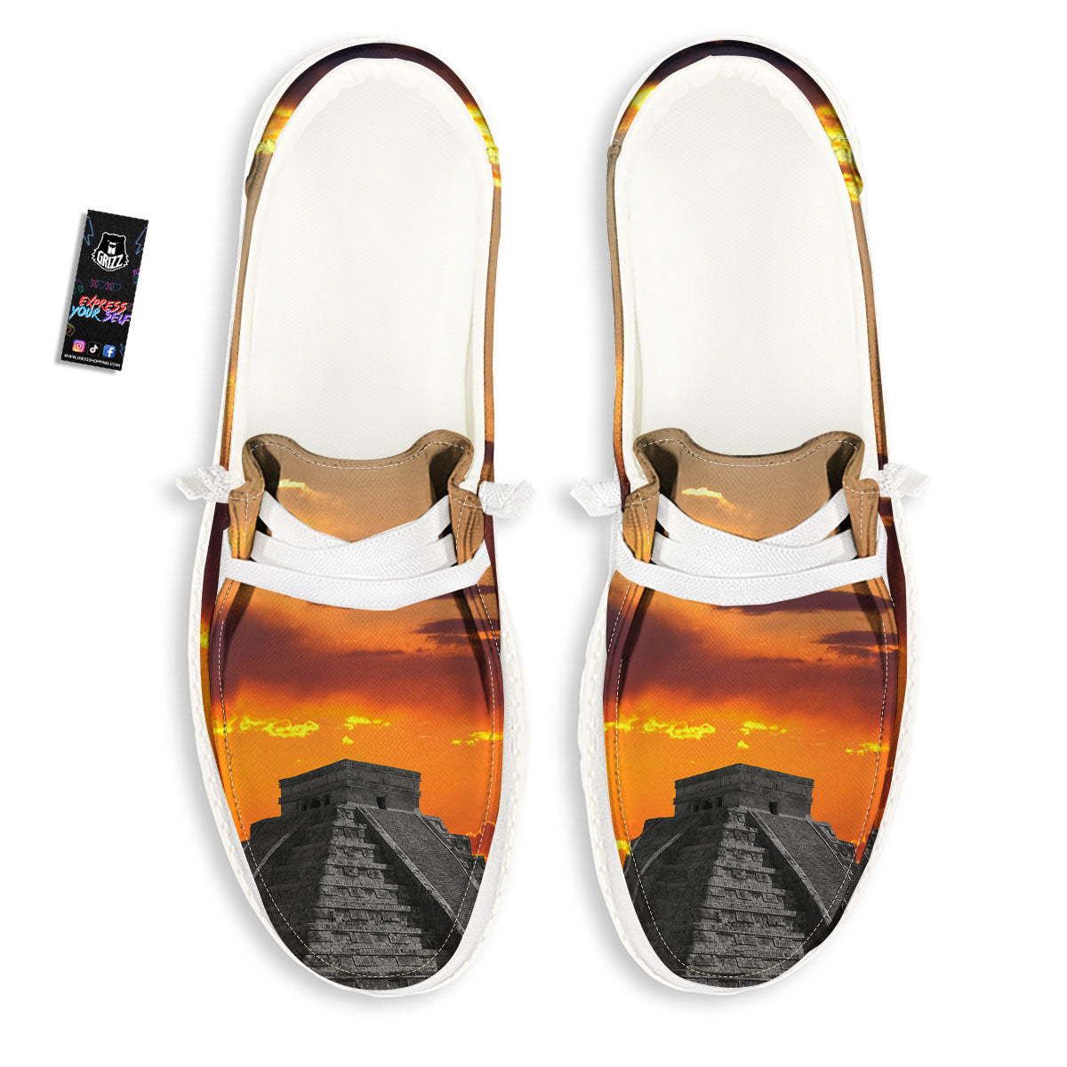 Civilization Mayan Print White Loafers-grizzshop