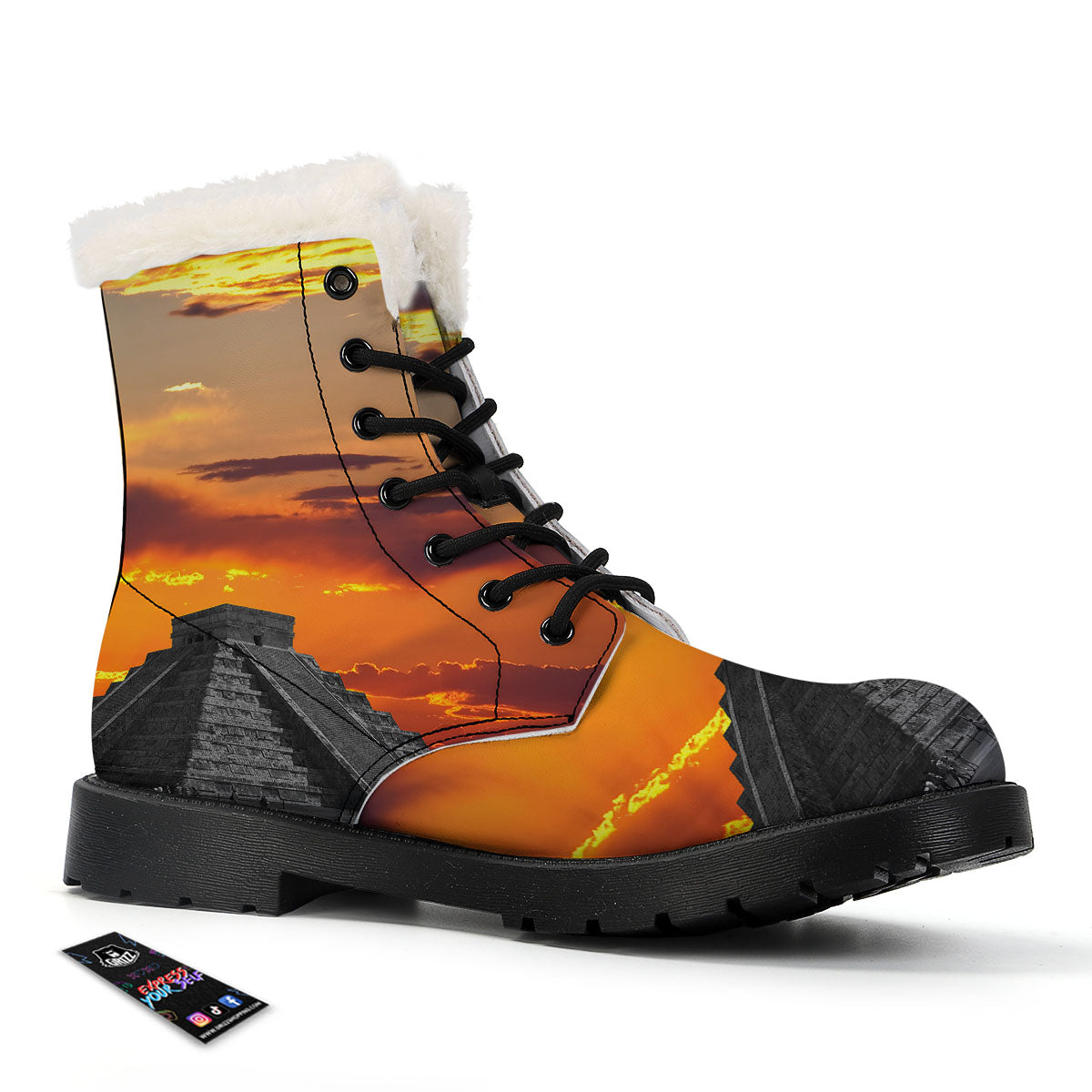 Civilization Mayan Print Winter Boots-grizzshop