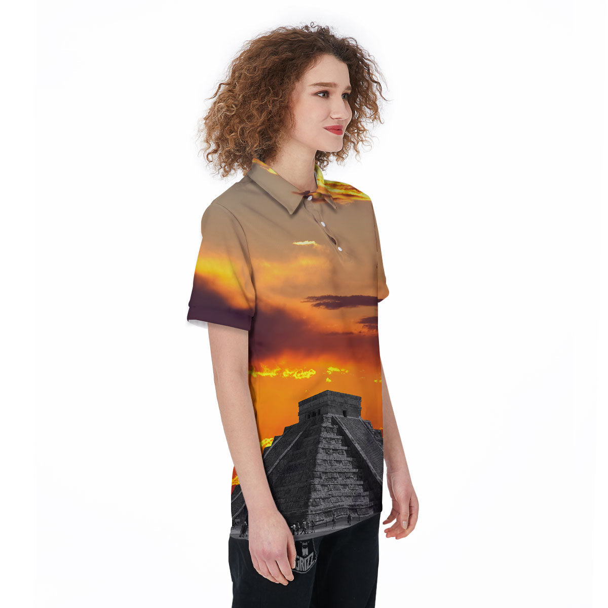 Civilization Mayan Print Women's Golf Shirts-grizzshop