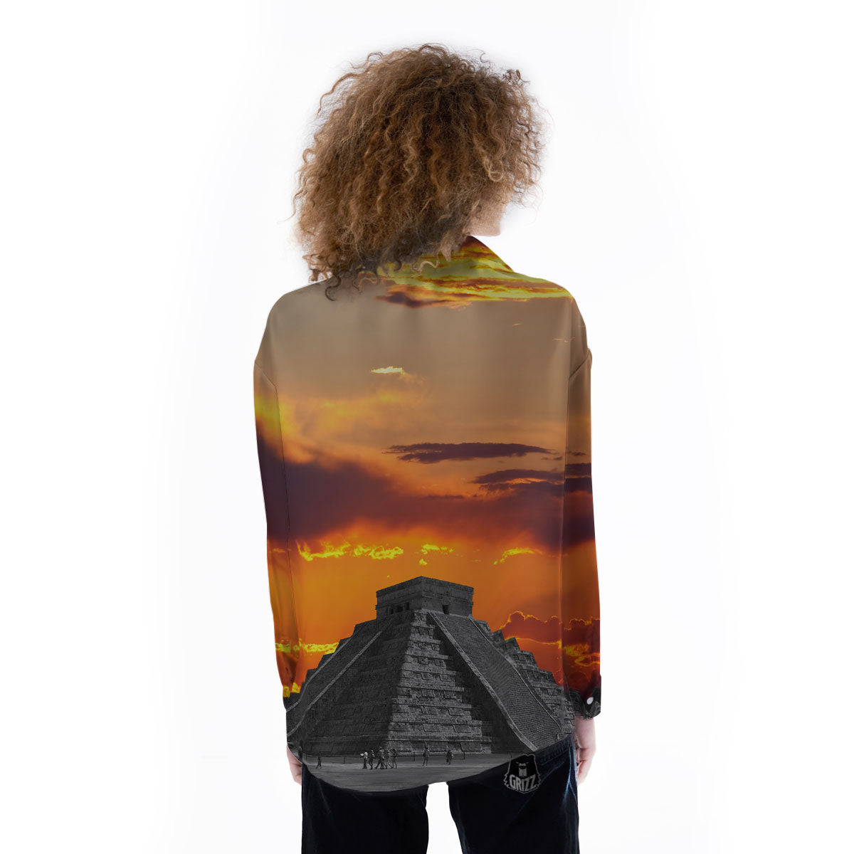 Civilization Mayan Print Women's Long Sleeve Shirts-grizzshop