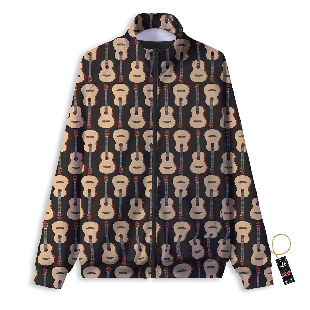 Classic Guitar Print Pattern Track Jacket-grizzshop