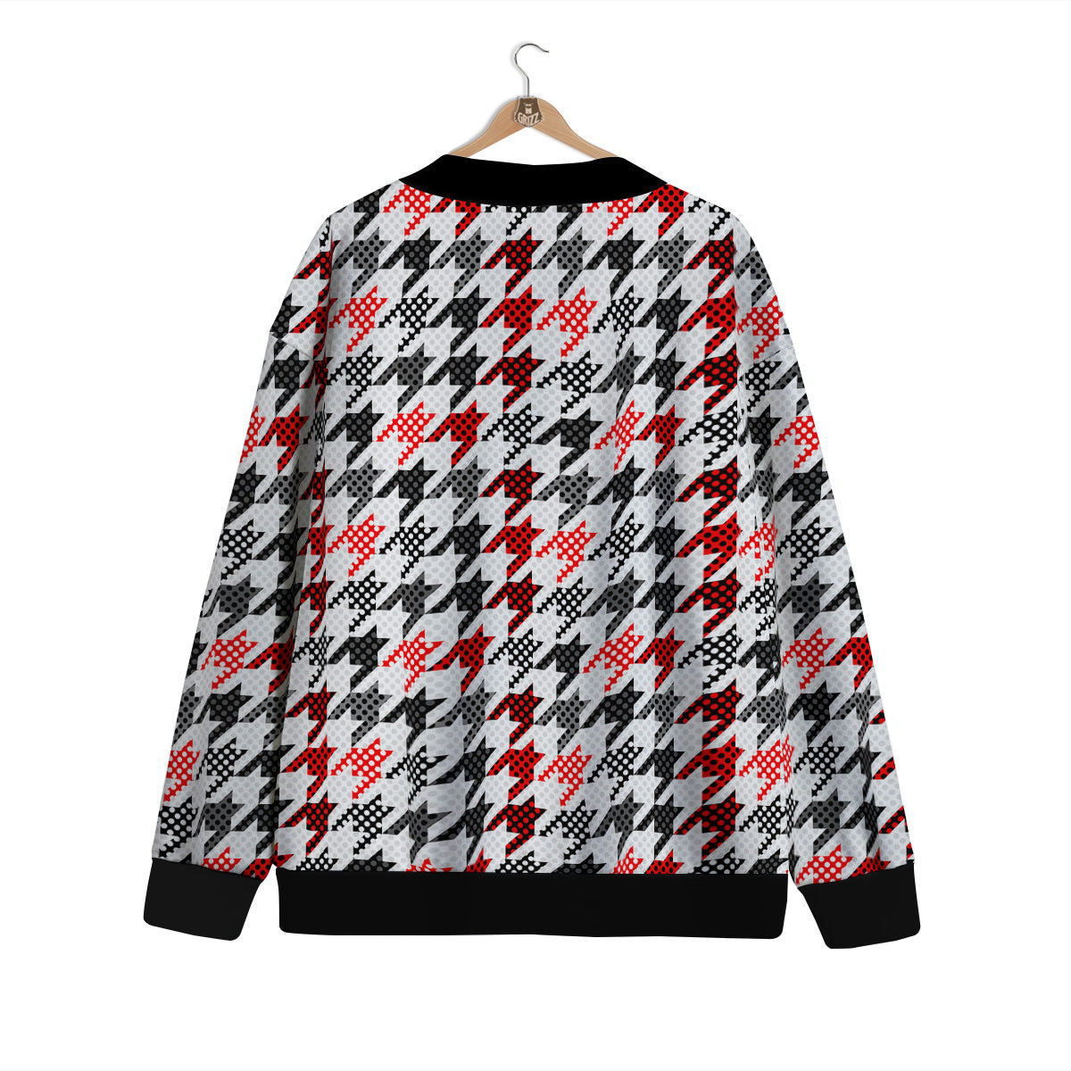 Classic Polka Dot In Houndstooth Print Pattern Cardigan-grizzshop