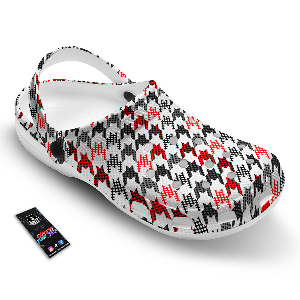 Classic Polka Dot In Houndstooth Print Pattern Clog-grizzshop