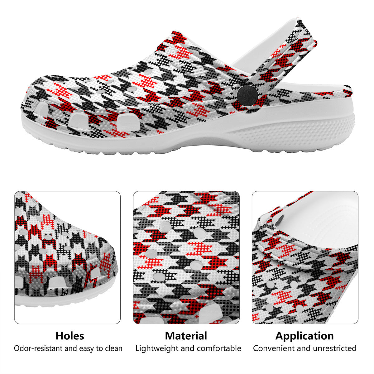 Classic Polka Dot In Houndstooth Print Pattern Clog-grizzshop