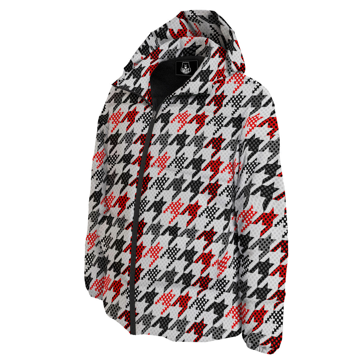 Classic Polka Dot In Houndstooth Print Pattern Down Jacket-grizzshop