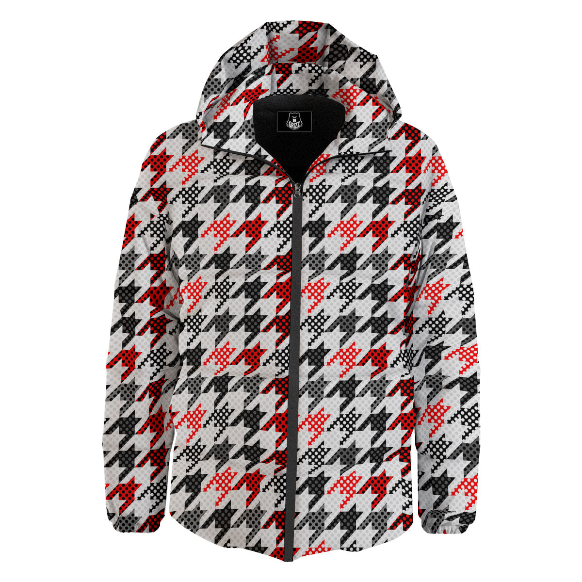 Classic Polka Dot In Houndstooth Print Pattern Down Jacket-grizzshop