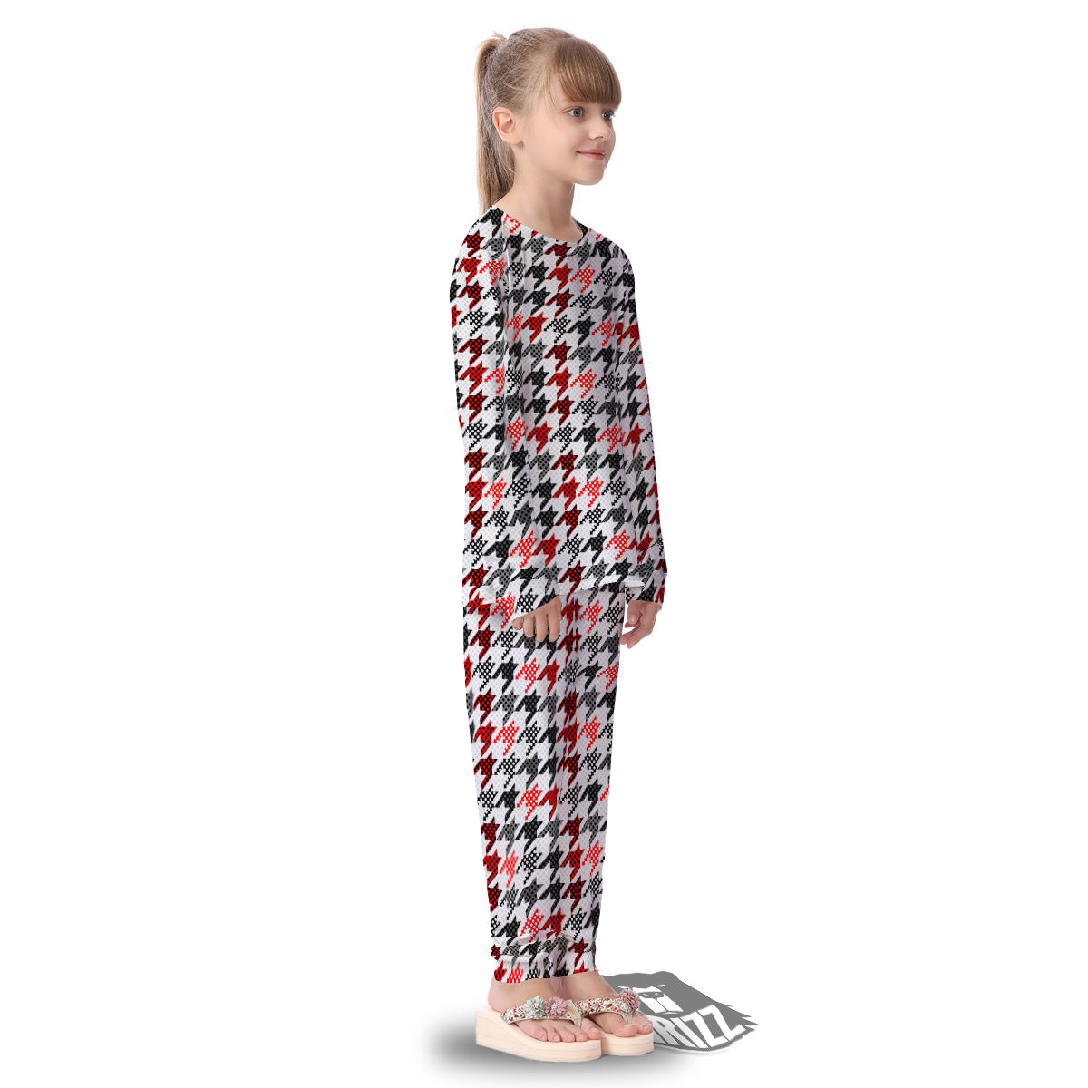 Classic Polka Dot In Houndstooth Print Pattern Kid's Pajamas-grizzshop